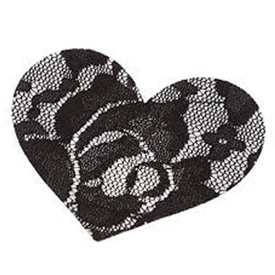Silicone Valley black lace heart nipple covers reusable adhesive pasties